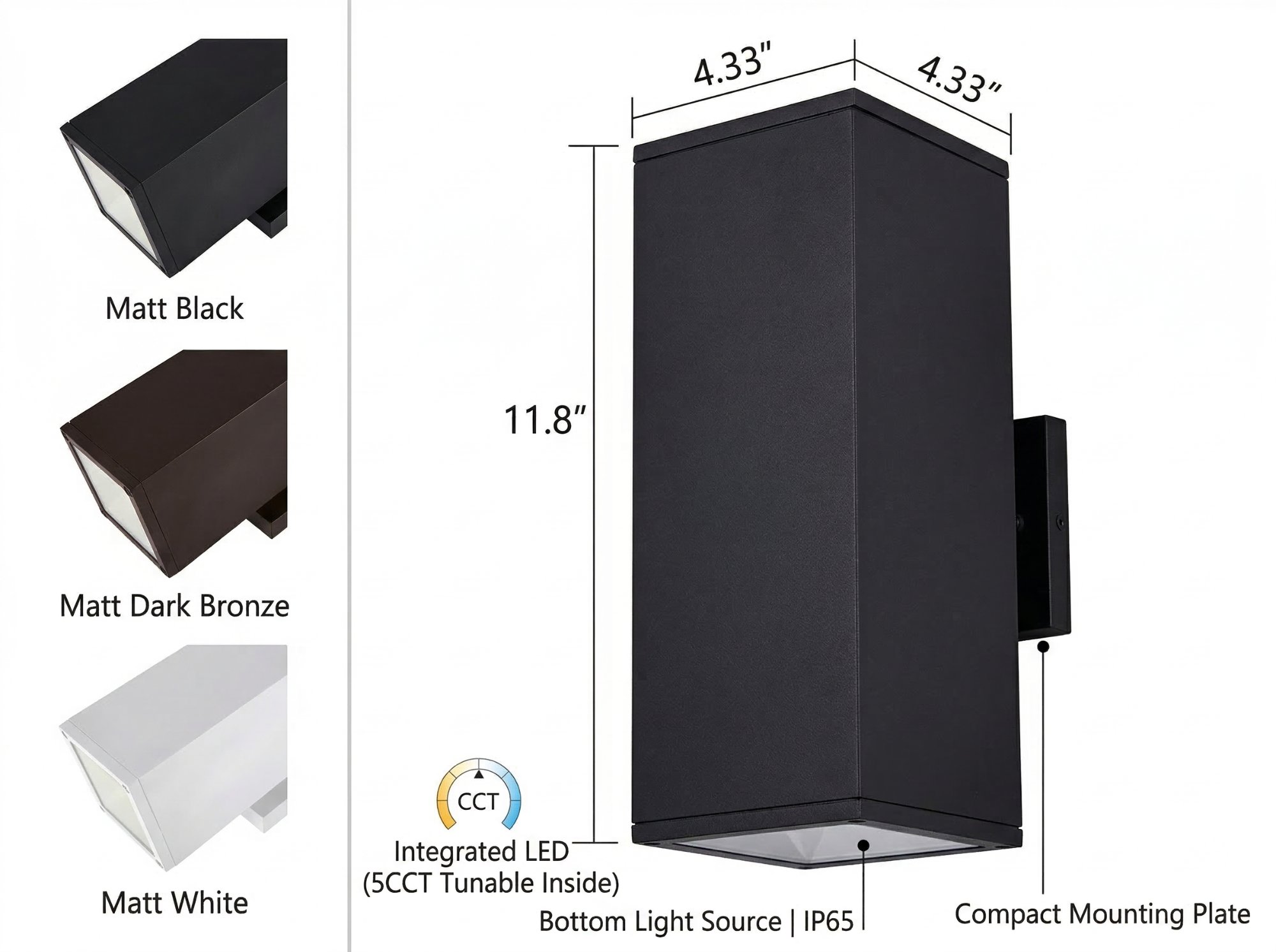 Dimensions and finishes